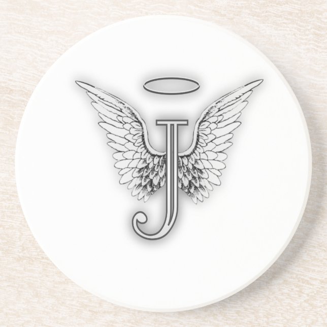 Angel Alphabet J Initial Letter Wings Halo Coaster (Front)