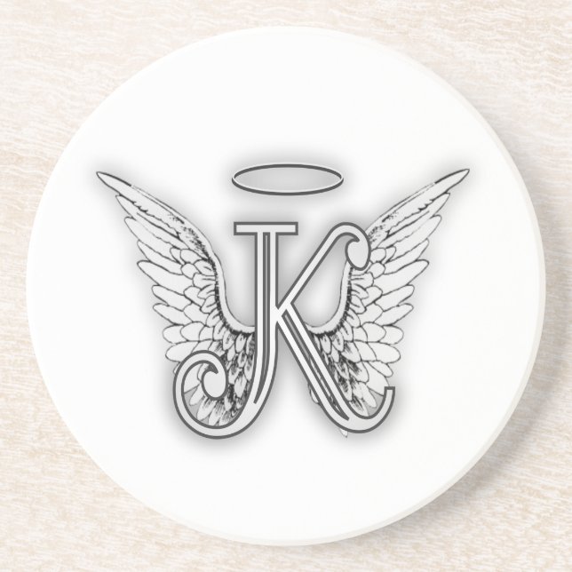 Angel Alphabet K Initial Letter Wings Halo Coaster (Front)