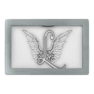 Angel Alphabet L Initial Letter Wings Halo Belt Buckle