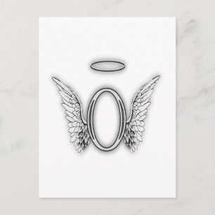 Angel Alphabet O Initial Letter Wings Halo Postcard