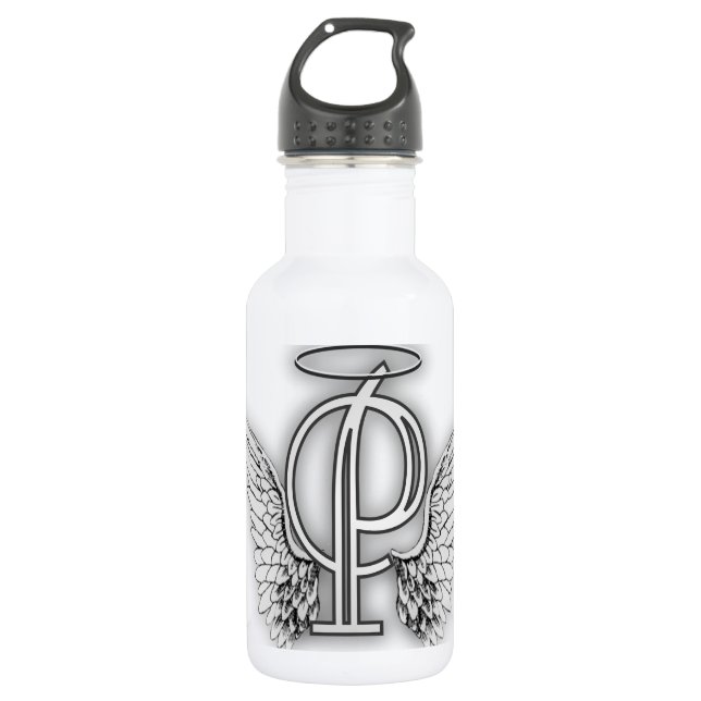 Angel Alphabet P Initial Letter Wings Halo 532 Ml Water Bottle (Front)