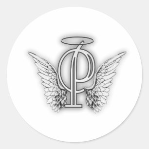 Angel Alphabet P Initial Letter Wings Halo Classic Round Sticker