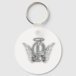 Angel Alphabet P Initial Letter Wings Halo Key Ring