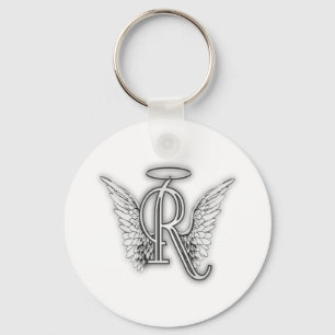 Angel Alphabet R Initial Letter Wings Halo Key Ring