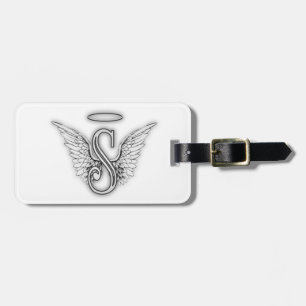 Angel Alphabet S Initial Letter Wings Halo Luggage Tag