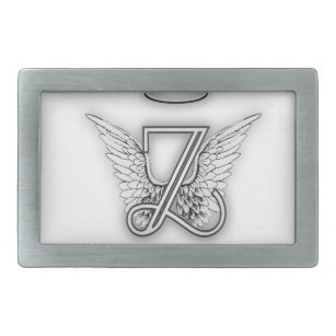 Angel Alphabet Z Initial Letter Wings Halo Belt Buckle