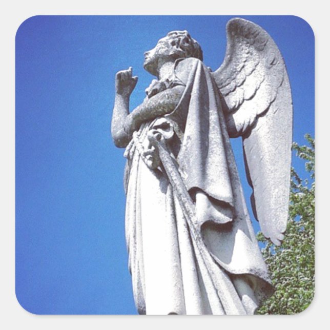 Angel and a bright blue sky square sticker (Front)