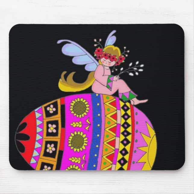 Angel and a Pysanka, Ukrainian Folk Art Mouse Mat (Front)