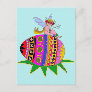 Angel and a Pysanka, Ukrainian Folk Art Postcard
