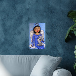 Angel and Cat  On A Cloud Poster