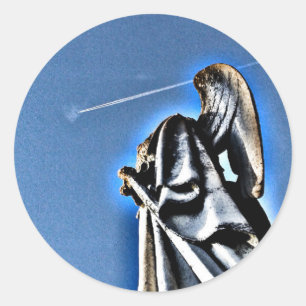 Angel and Contrail Classic Round Sticker