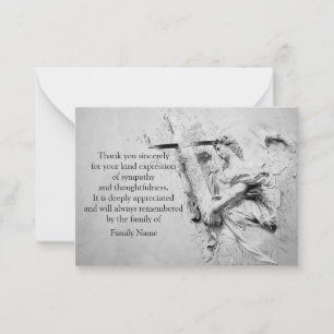 Angel And Cross After Funeral Thank You Cards
