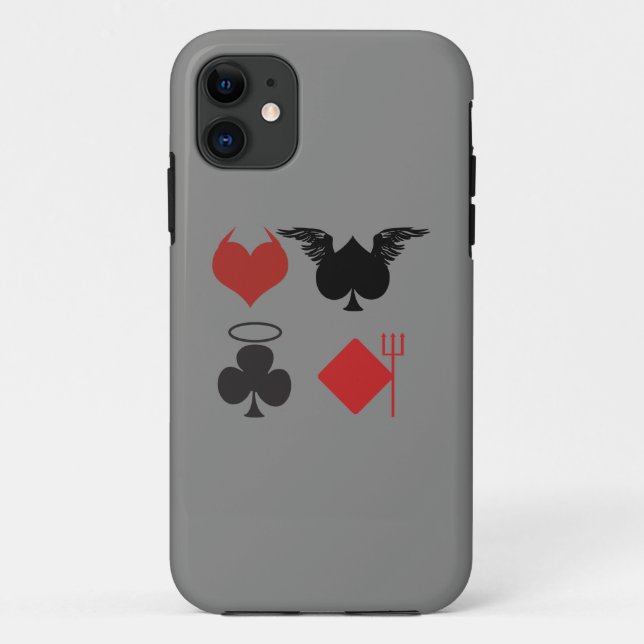 Angel and Devil Card Suits Dark Grey Case-Mate iPhone Case (Back)