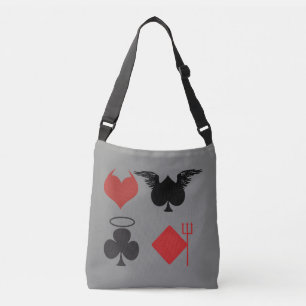 Angel and Devil Card Suits Dark Grey Crossbody Bag