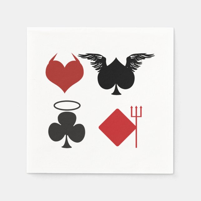 Angel and Devil Card Suits Paper Napkin (Front)