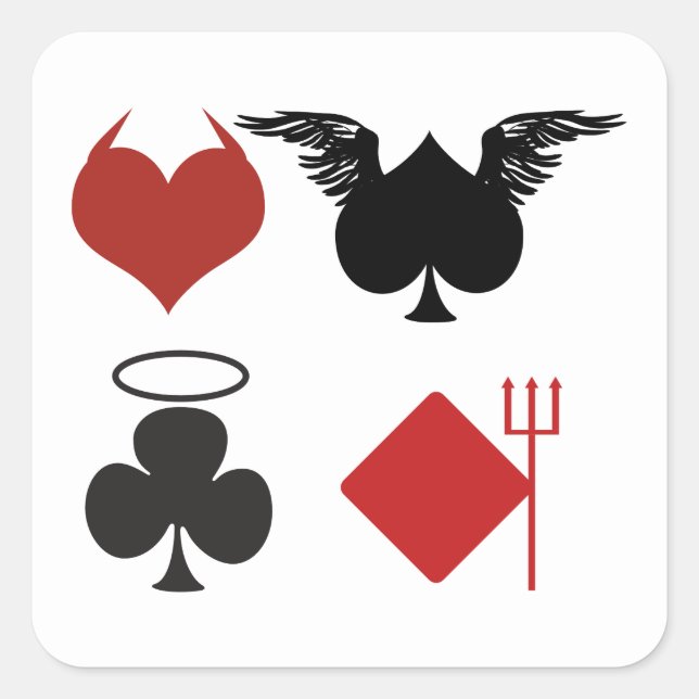 Angel and Devil Card Suits Square Sticker (Front)