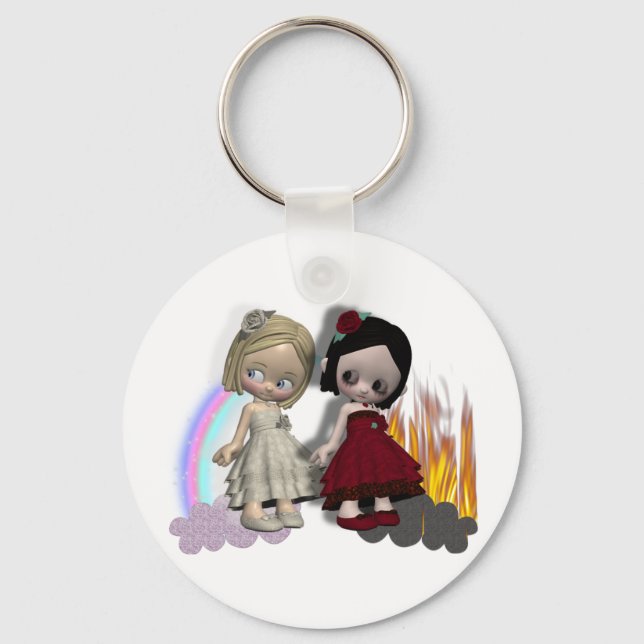 angel and devil cutie girls key ring (Front)