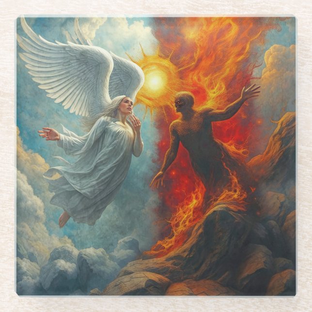 ANGEL AND DEVIL GLASS COASTER (Front)