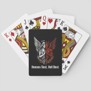 Angel and Devil Half Heaven Sent Hell Bent Playing Cards