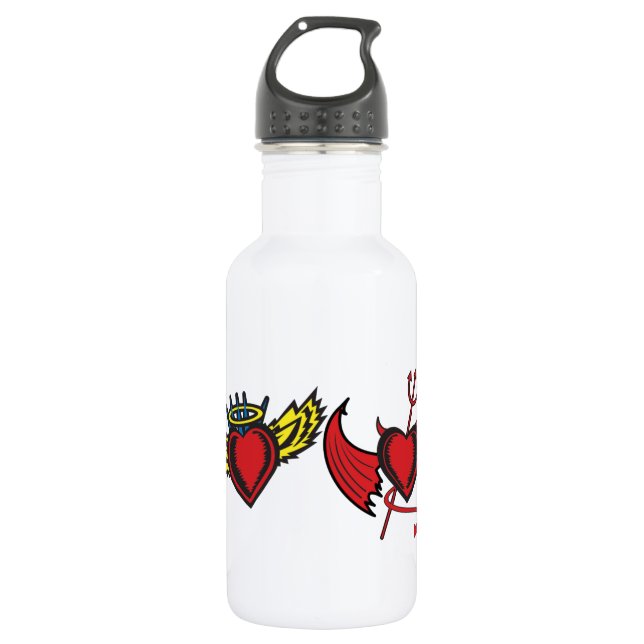 Angel and Devil Hearts 532 Ml Water Bottle (Front)
