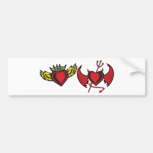 Angel and Devil Hearts Bumper Sticker