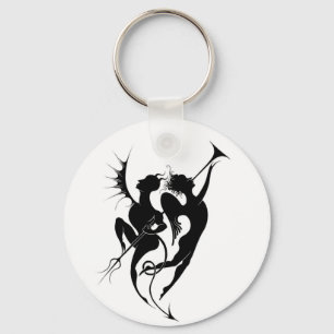 Angel and Devil Silhouette Button Keychain