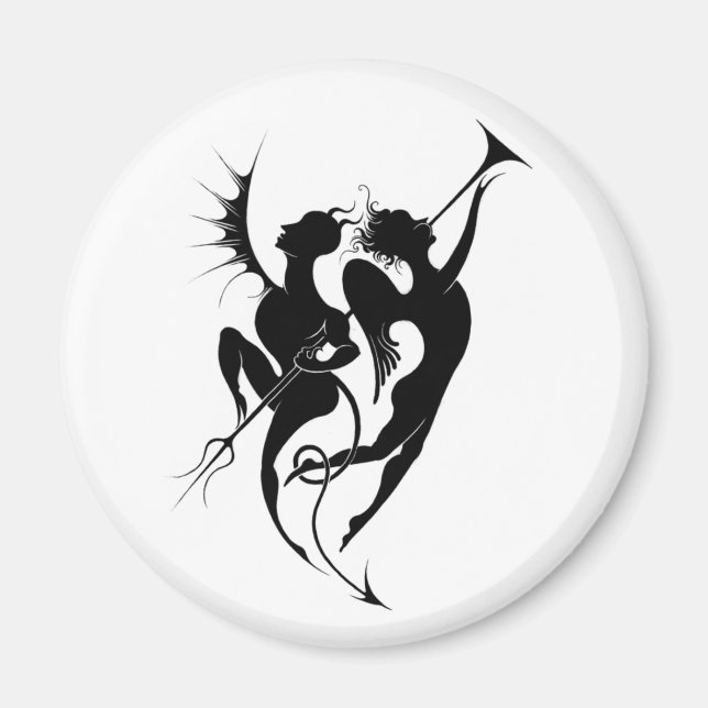Angel and Devil Silhouette Magnet (Front)