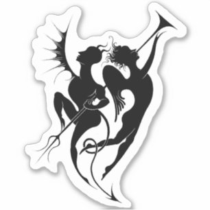Angel and Devil Silhouette Vinyl Sticker
