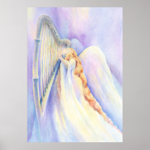 Angel and Harp Print