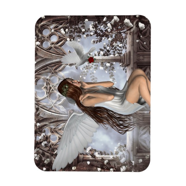 Angel and Her Dove Magnet (Vertical)