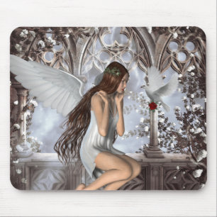 Angel and Her Dove Mouse Mat