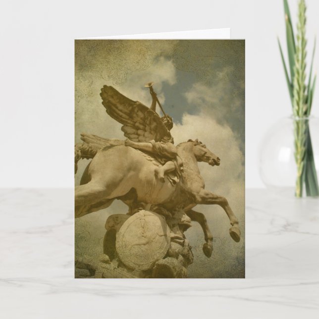 Angel and Horse Statue Card (Front)