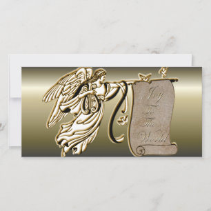 Angel and Joy to the World Scroll Holiday Card