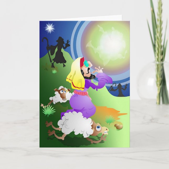 Angel and Shepherds Holiday Card (Front)