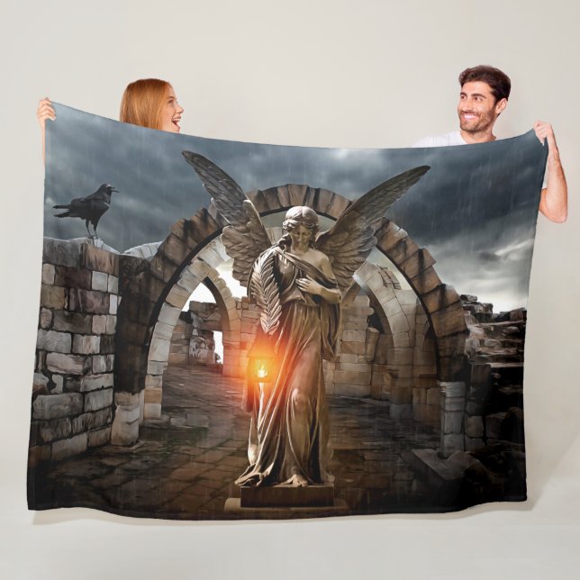 ANGEL and the CROW Fleece Blanket (In Situ)