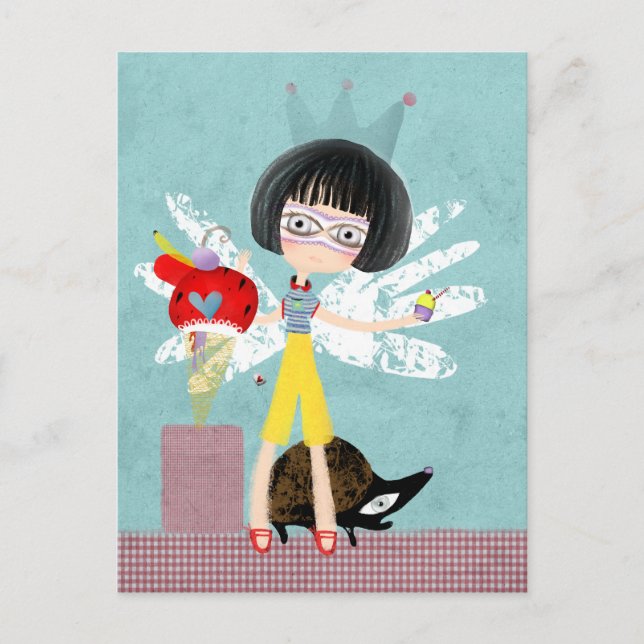 Angel armadillo icecream birthday 아르마딜로 postcard (Front)