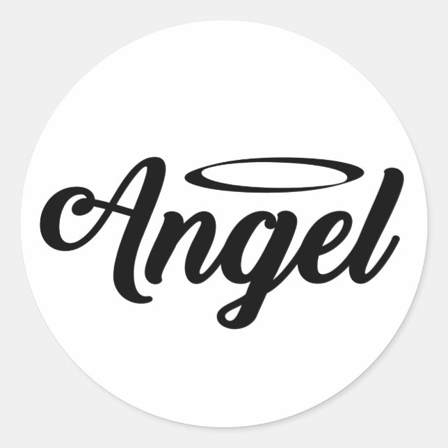 Angel Art Cool Text Graphic Word Text Art Cute Ang Classic Round Sticker (Front)