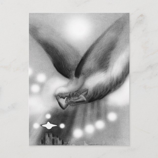 Angel at night art postcard (Front)