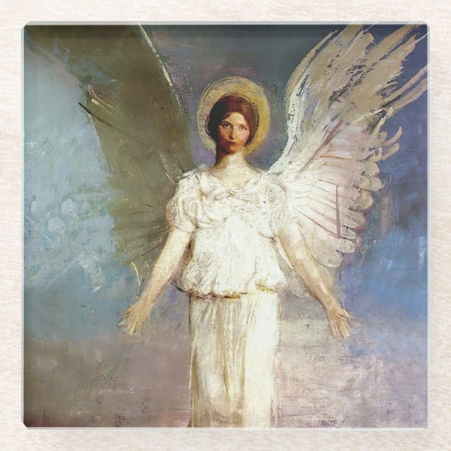 “Angel at Noon” by Abbott Thayer Glass Coaster (Front)