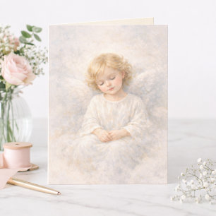 Angel at Rest Watercolor Blank Religious Card