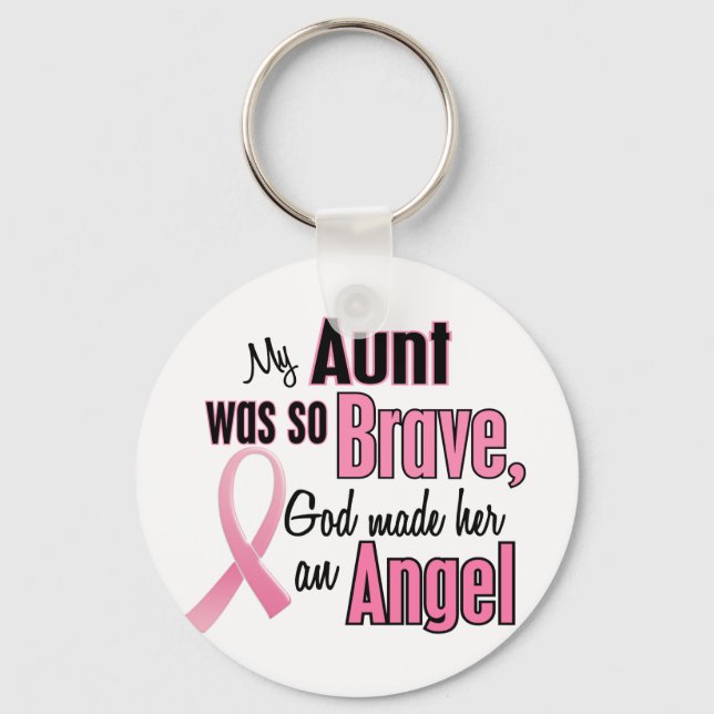 Angel AUNT Breast Cancer T-Shirts & Apparel Key Ring (Front)