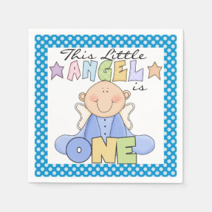 Angel Baby Boy 1st Birthday Paper Napkins
