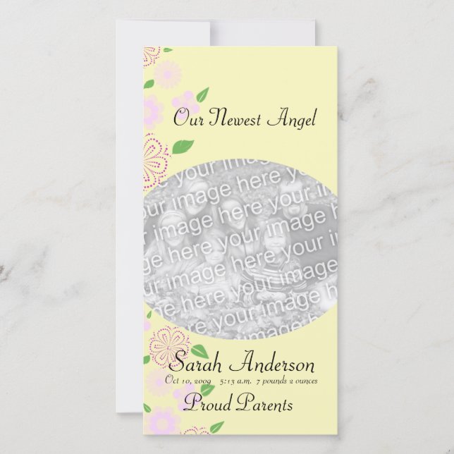 Angel Baby girl Announcement (Front)