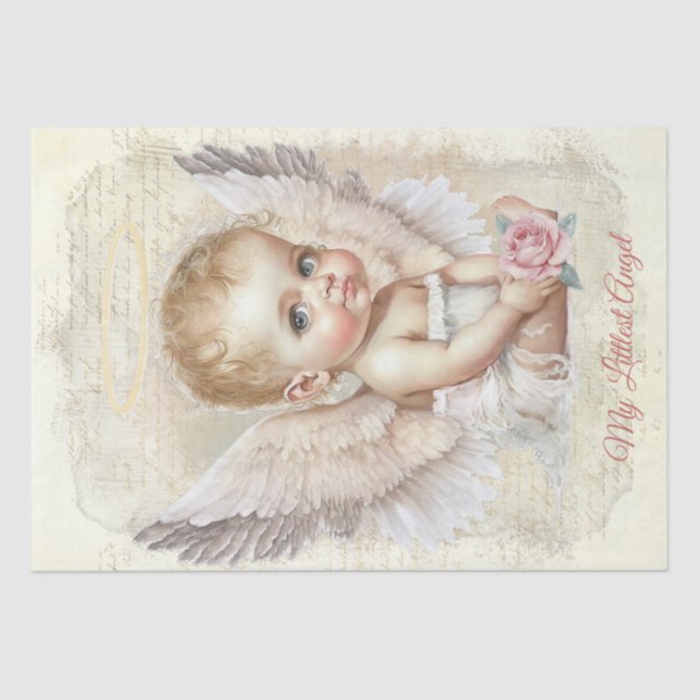 Angel Baby "My Littlest Angel"  Personalise Tissue Paper (Front)