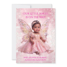Angel Baby Shower Pink Gold Fairy Wings Ethnic