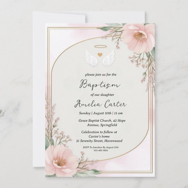 angel baptism invitations (Front)