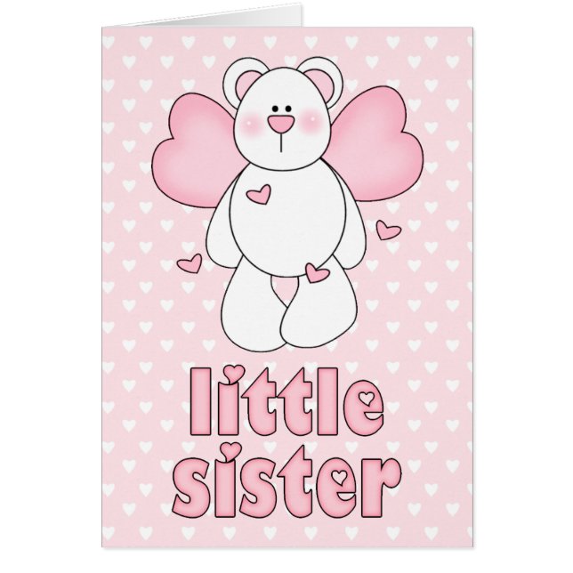 Angel Bear Little Sister Blank Card (Front)