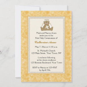 Angel Bear, Yellow Daisy Religious Invitation
