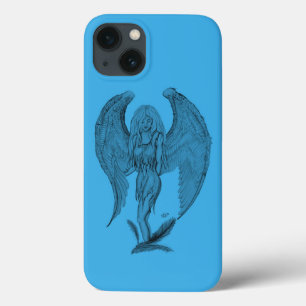 Angel black and blue design iPhone 13 case