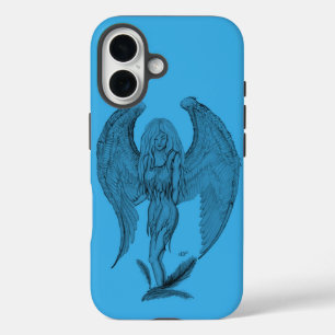 Angel black and blue design iPhone 16 case